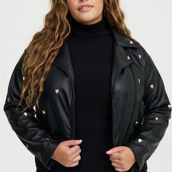 torrid Jackets & Blazers - ✨ Torrid Studded Heart Moto Jacket ✨ NWT Torrid size 3